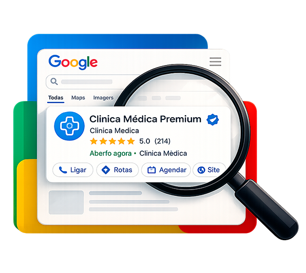 Busca no Google de clínica médica com opção de agendar consulta